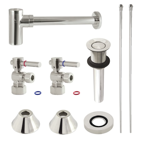 Kingston Brass Plumbing Sink Trim Kit with Bottle Trap and Drain, Polished Nickel CC53306DLVKB30